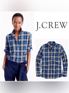 J. CREW BOY SHIRT IN NAVY WEEKEND PLAID